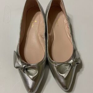 Kate Spade Metallic Silver Flats with Bow